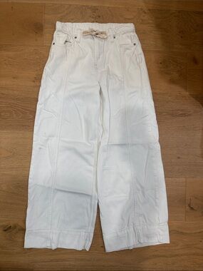 GAP White Wide-Leg Drawstring Waist Jeans